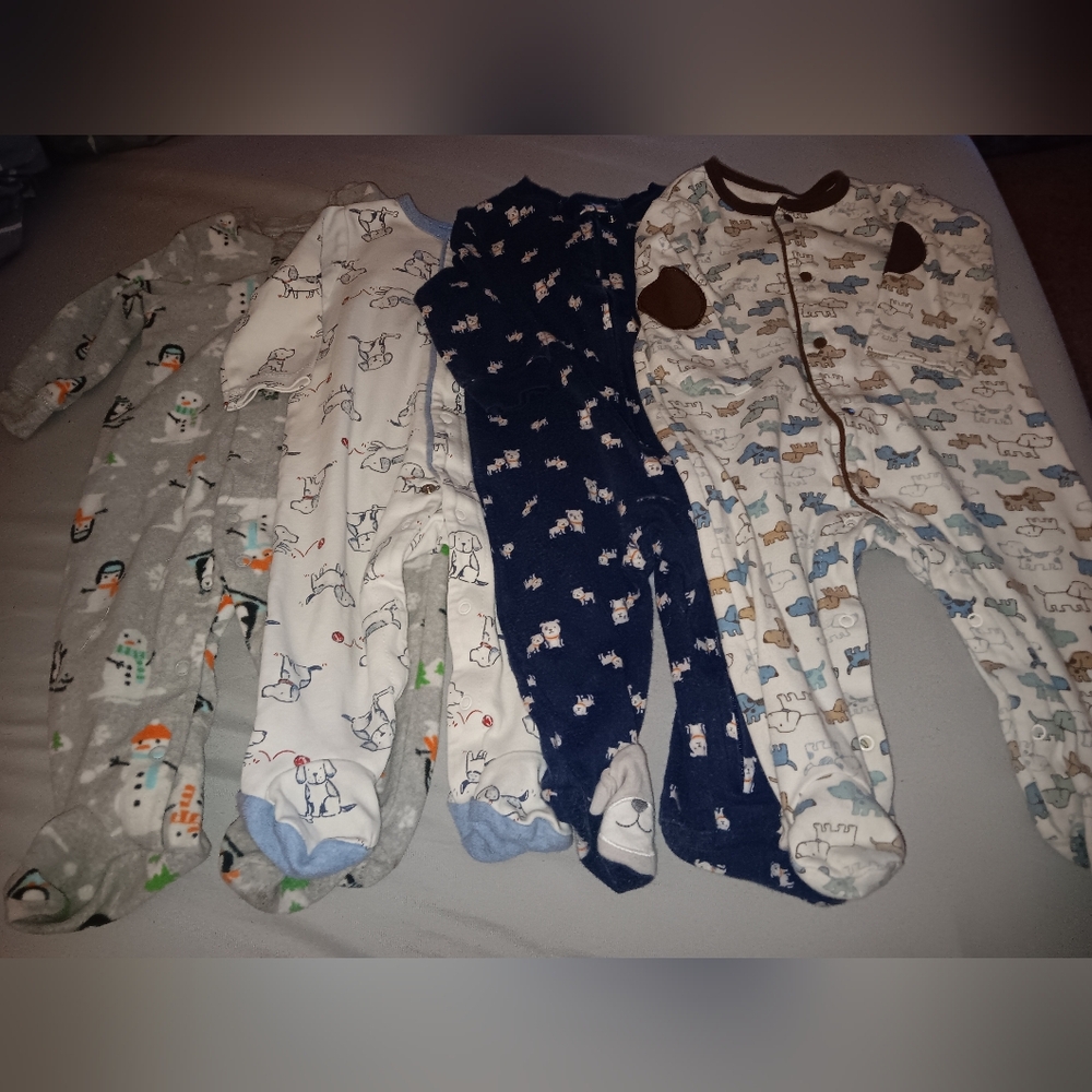 Boys size 6 month, set of four sleepers